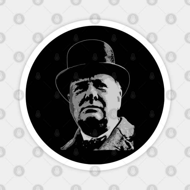 Winston Churchill Black and White Magnet by Nerd_art